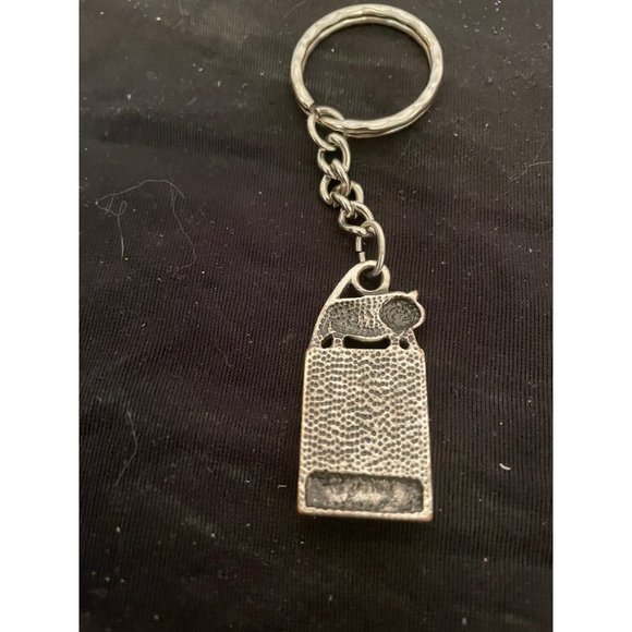 Silver Colored Metal Cat Figure Meow Photo Keychain Cute - Picture 2 of 4